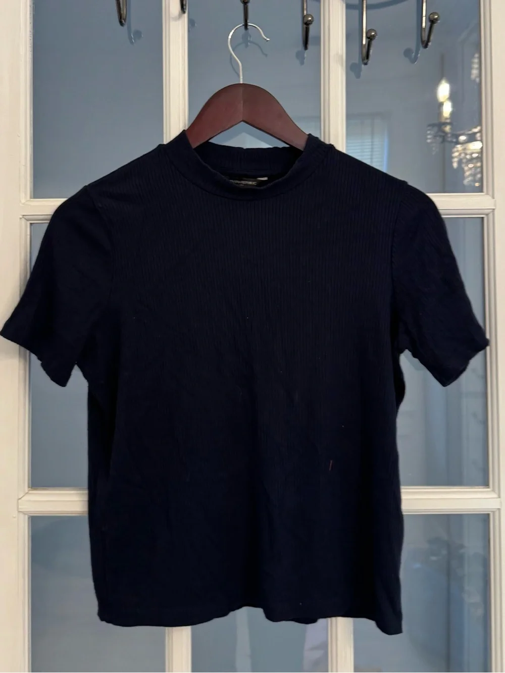 BANANA REPUBLIC Women’s Navy Blue Mock Neck Short Sleeve Top Size M